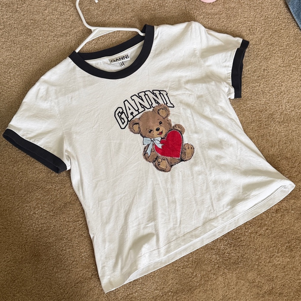Authentic ganni teddy bear heart tee white ringer - Picture 2 of 3
